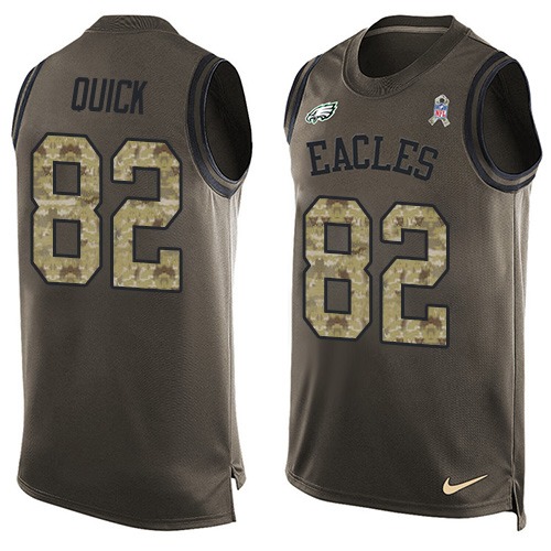 Men's Limited Mike Quick Nike Jersey Green - #82 Salute to Service Tank Top NFL Philadelphia Eagles